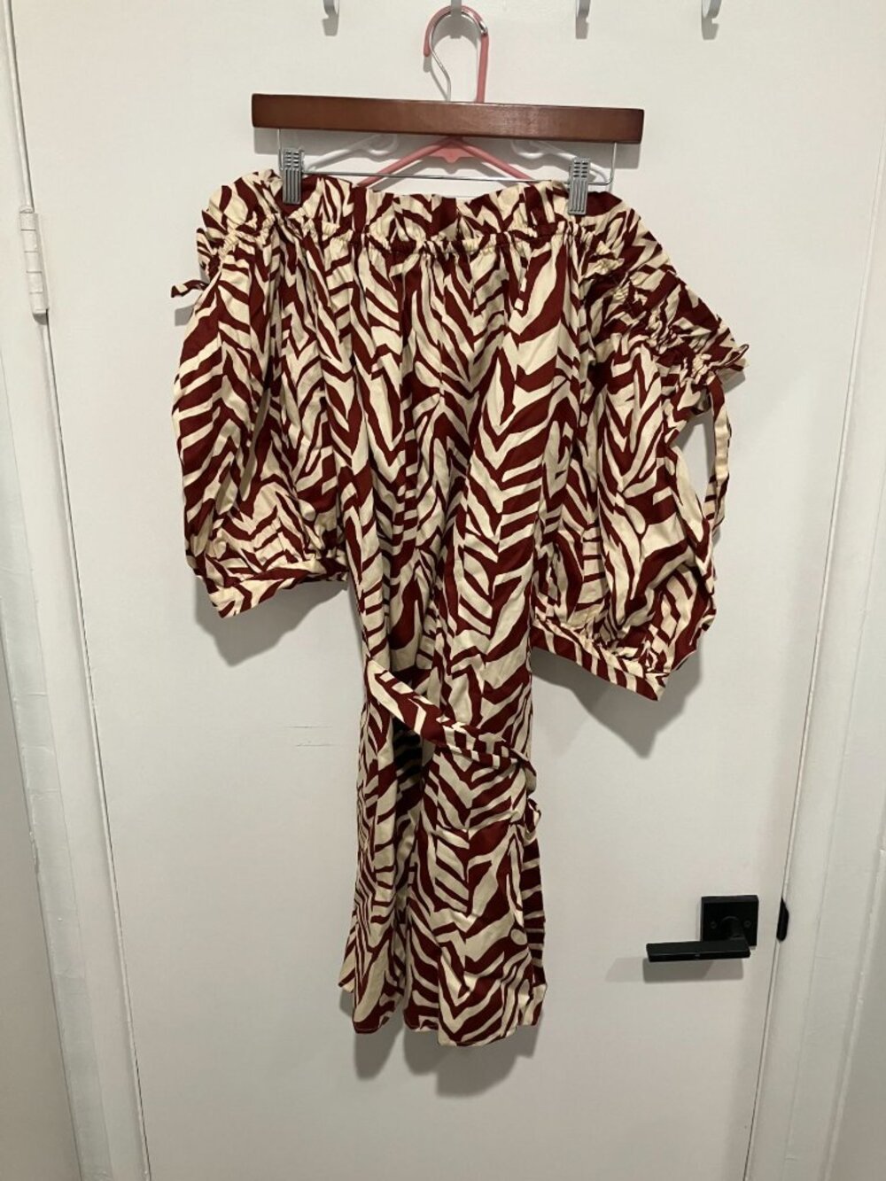 Eloquii Elements Off-The-Shoulder Zebra Print Midi Dress, Red/Cream, Size 20